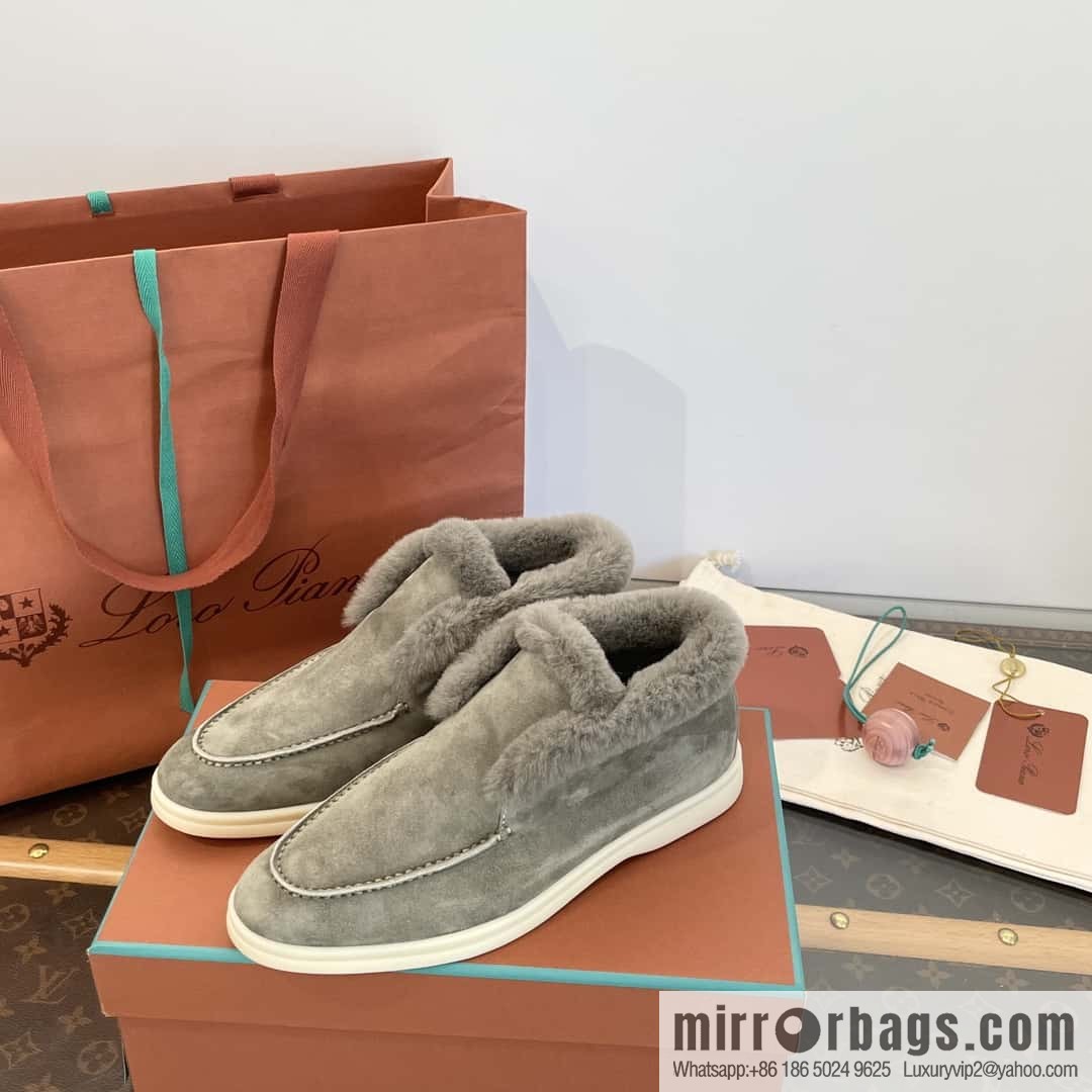 Loro Piana nutria fur high-top fluffy shoes