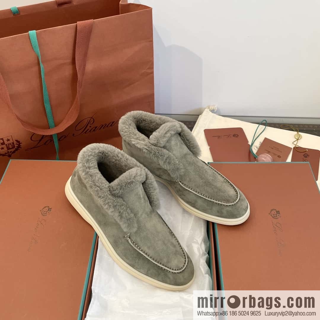 Loro Piana nutria fur high-top fluffy shoes