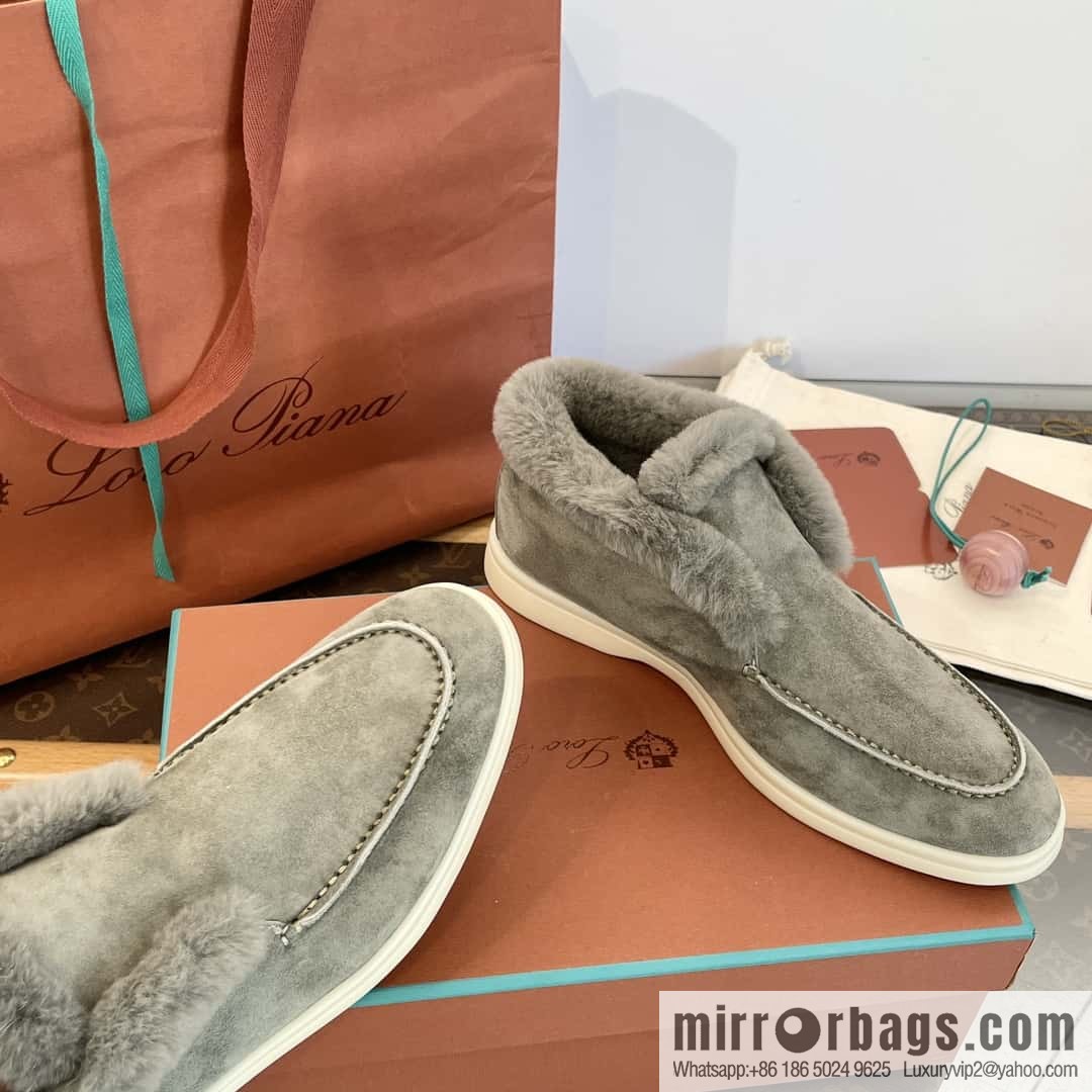 Loro Piana nutria fur high-top fluffy shoes