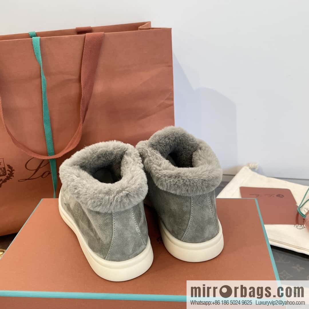 Loro Piana nutria fur high-top fluffy shoes