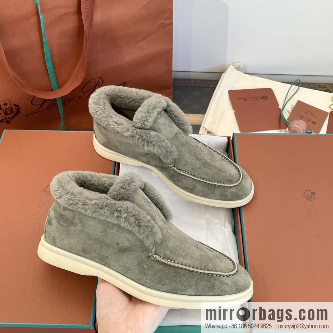 Loro Piana nutria fur high-top fluffy shoes