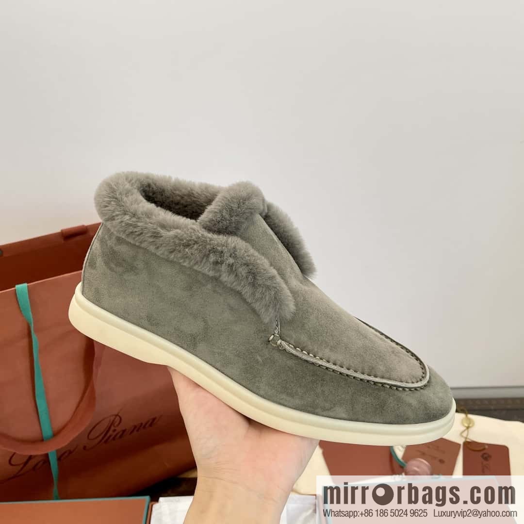 Loro Piana nutria fur high-top fluffy shoes