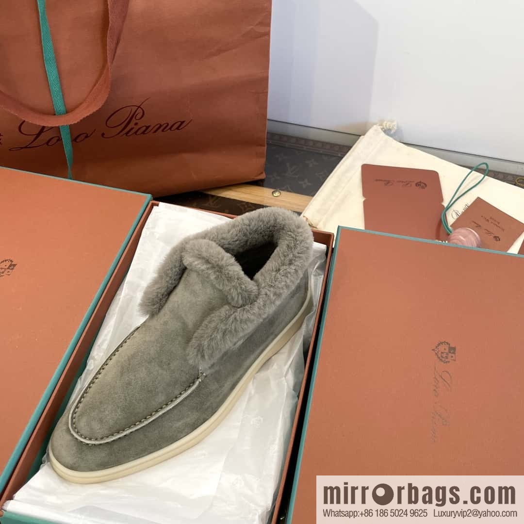Loro Piana nutria fur high-top fluffy shoes