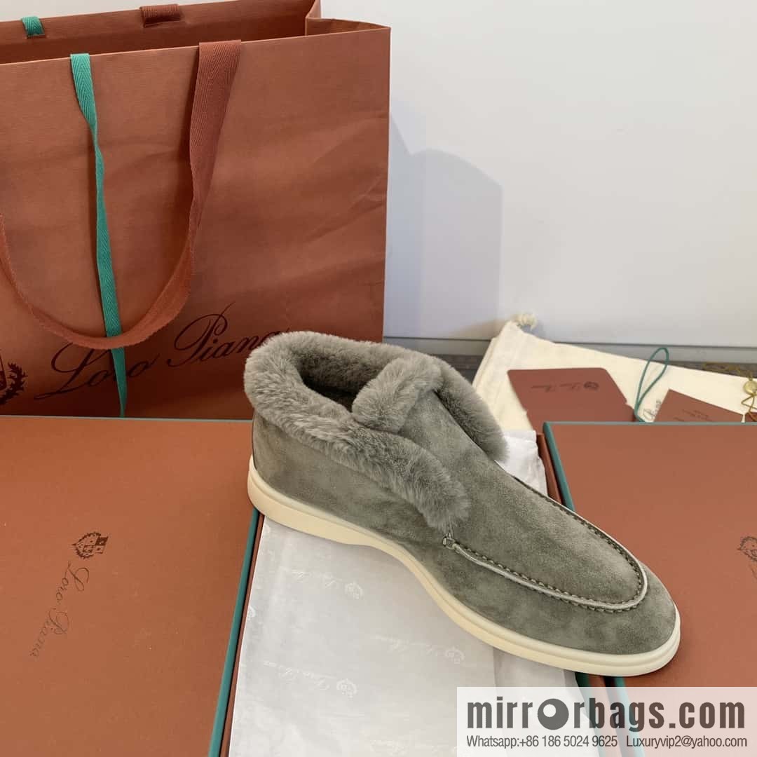 Loro Piana nutria fur high-top fluffy shoes