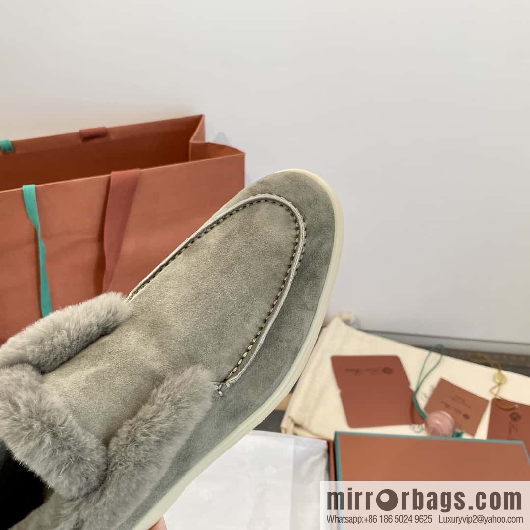 Loro Piana nutria fur high-top fluffy shoes