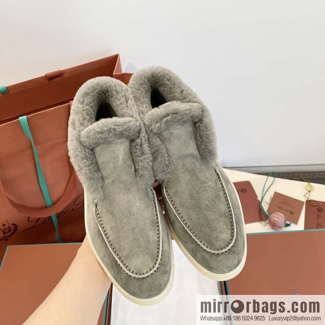 Loro Piana nutria fur high-top fluffy shoes