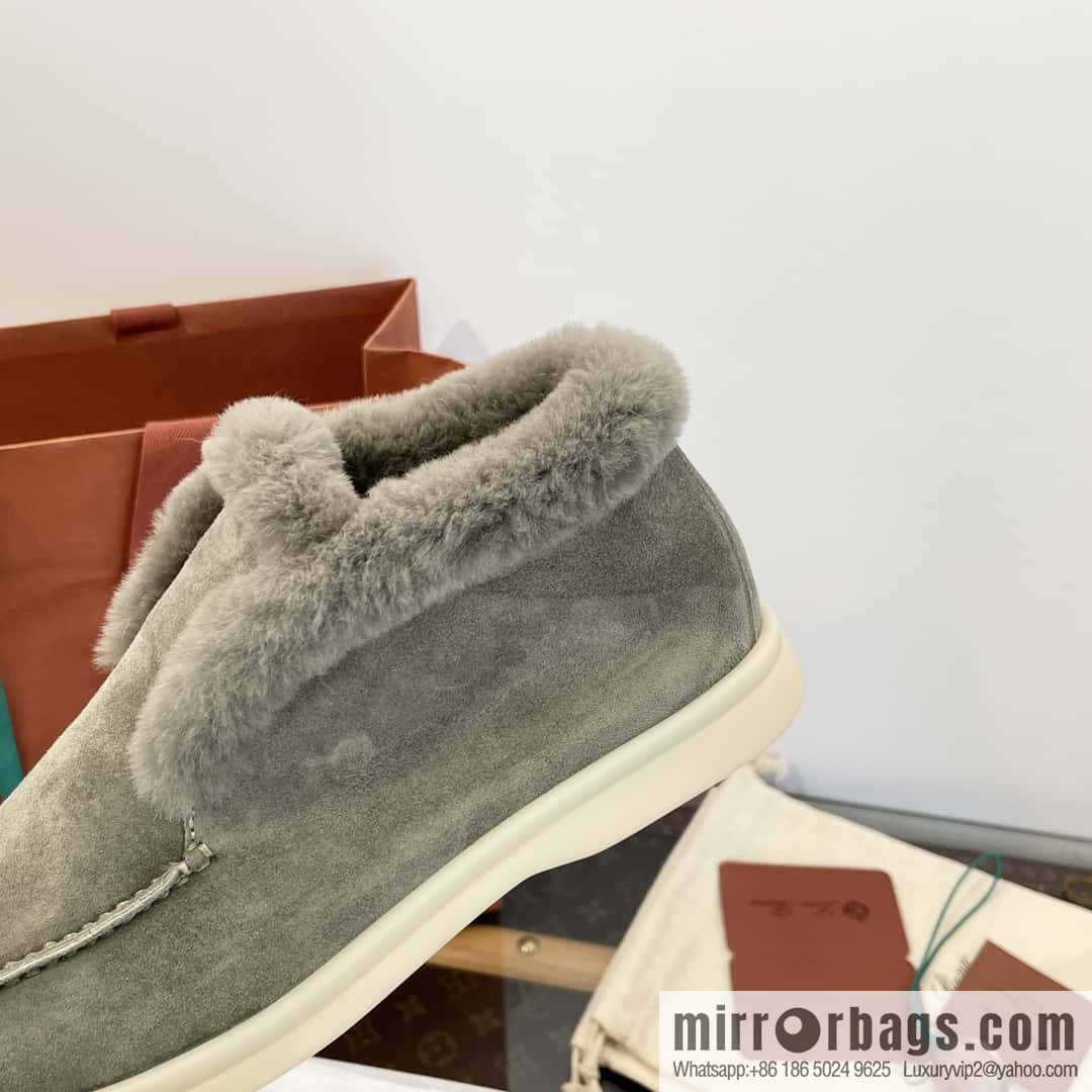 Loro Piana nutria fur high-top fluffy shoes