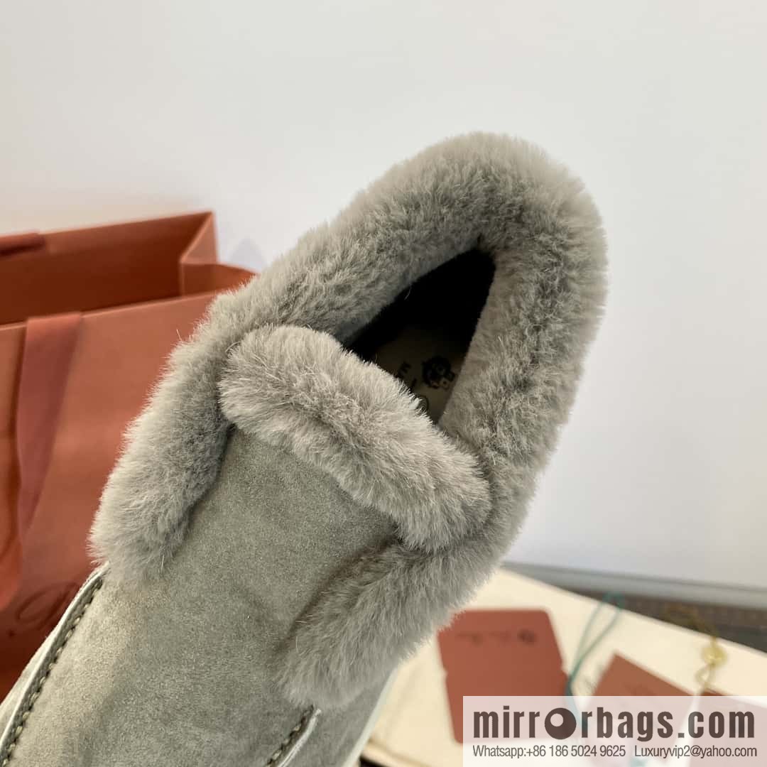 Loro Piana nutria fur high-top fluffy shoes