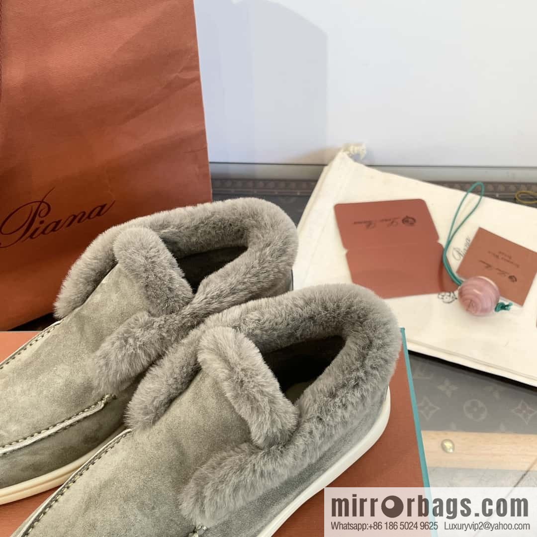 Loro Piana nutria fur high-top fluffy shoes