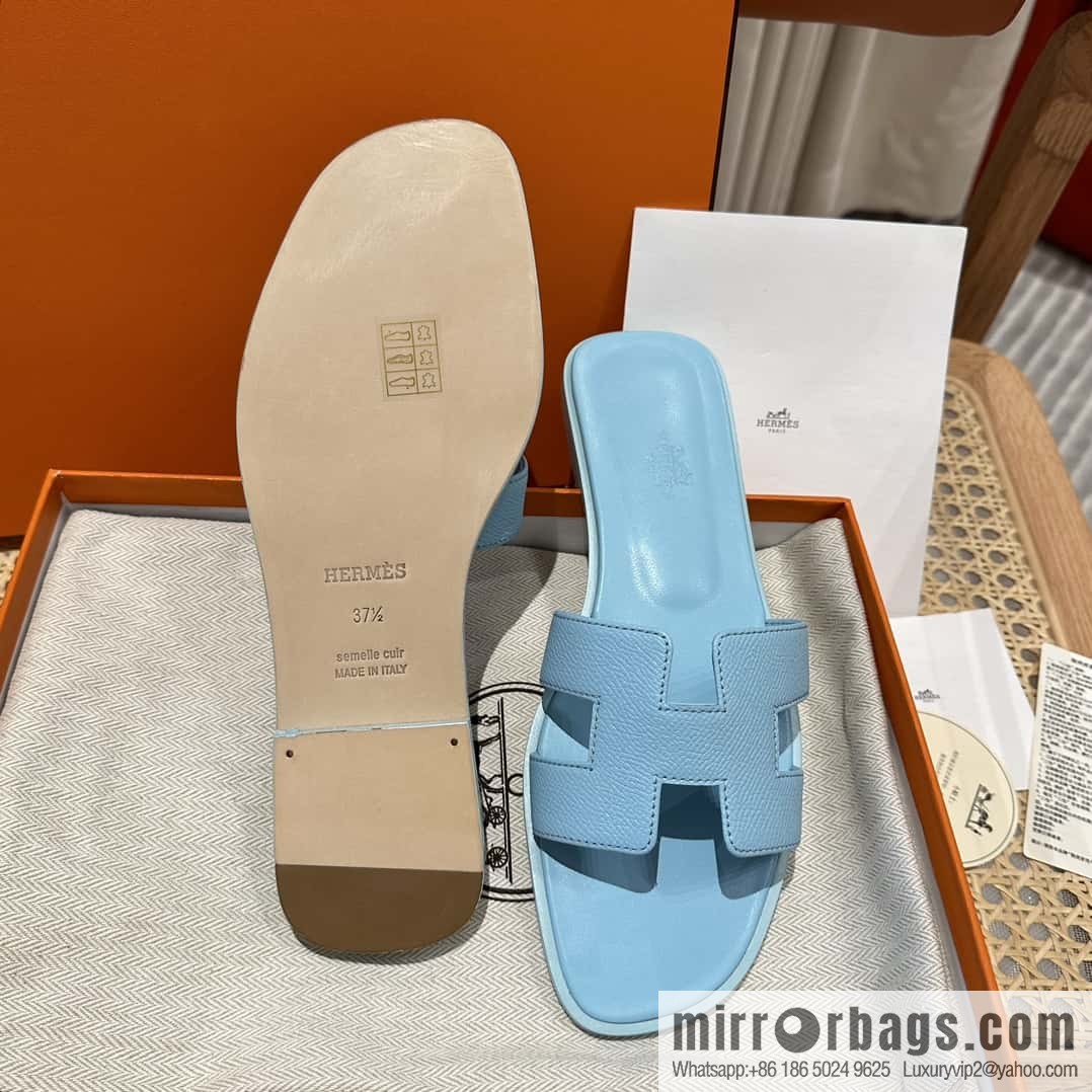 Hermès leather outsole H slippers