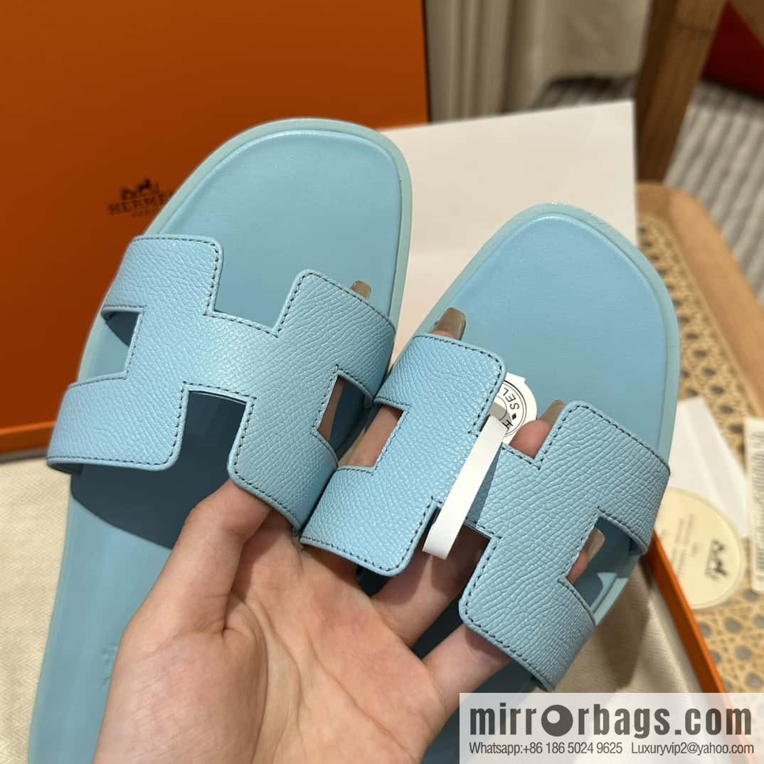 Hermès leather outsole H slippers