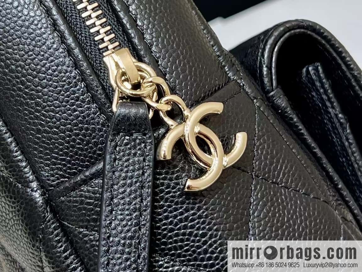 CHANEL 24C early spring vacation series, lychee leather backpack AP3753 black