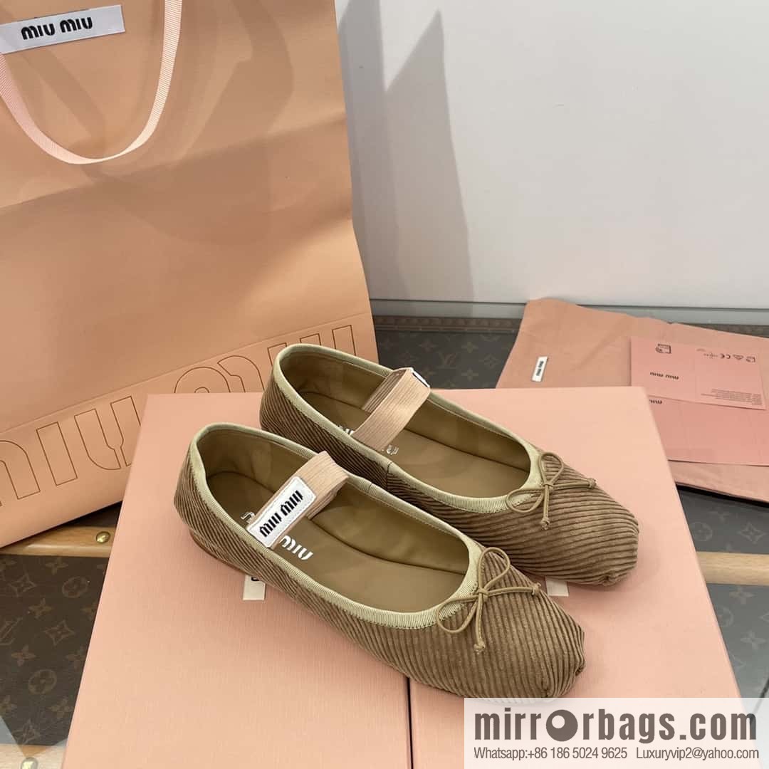 Miu Miu Miu French Corduroy Fairy Ballet Shoes