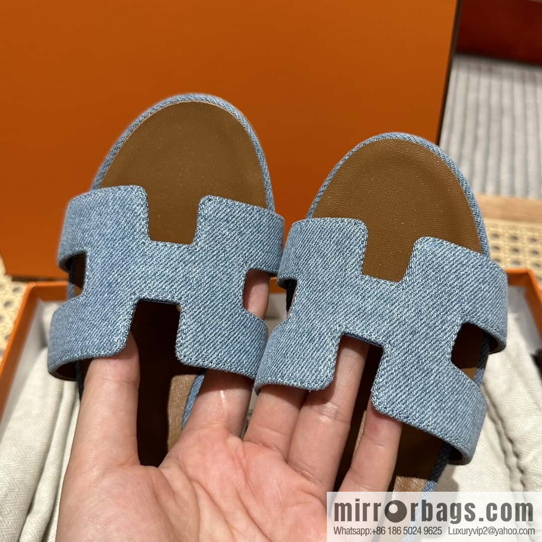 Hermès 2023 limited edition light blue denim heels