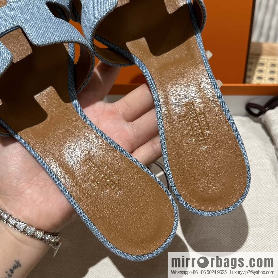Hermès 2023 limited edition light blue denim heels