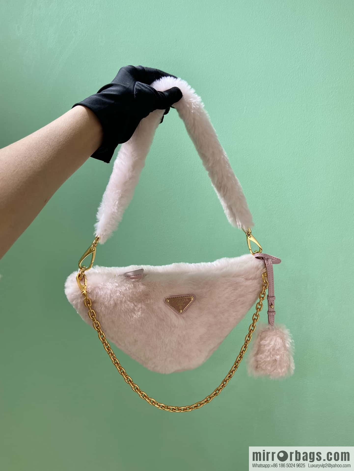 PRADA Prada triangle hair bag 🎉 1NQ044 new goat hair