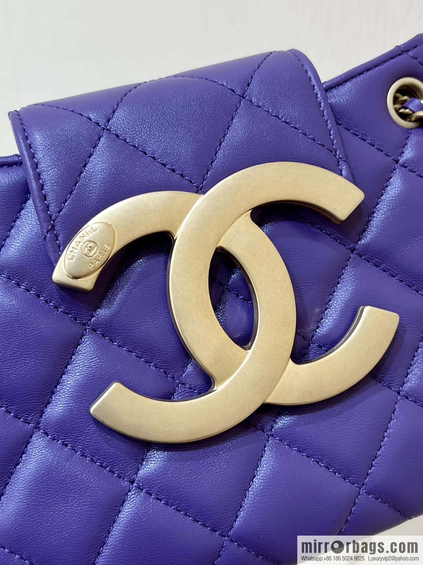 CHANEL 24C Early Spring Vacation Series, Big Double C Vintage Mailman Bag AS4609 Purple