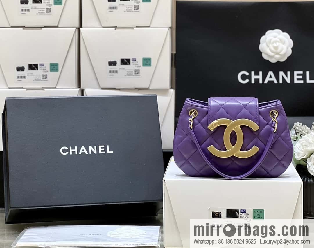 CHANEL 24C Early Spring Vacation Series, Big Double C Vintage Mailman Bag AS4609 Purple