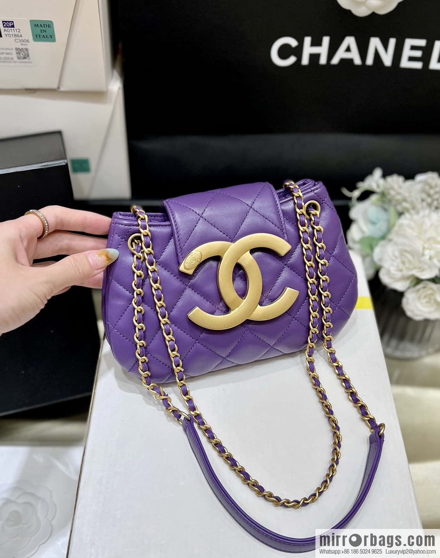 CHANEL 24C Early Spring Vacation Series, Big Double C Vintage Mailman Bag AS4609 Purple