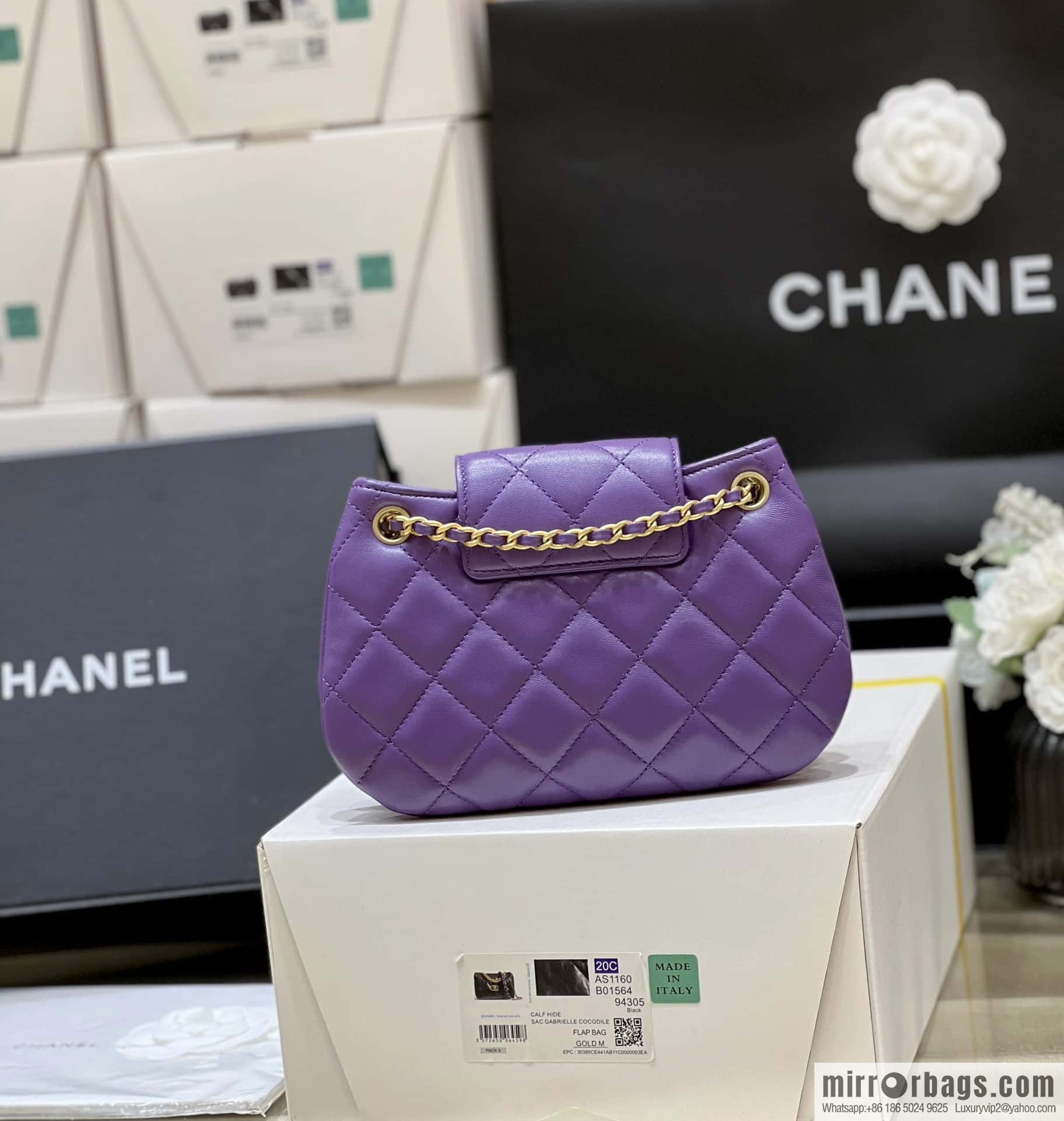 CHANEL 24C Early Spring Vacation Series, Big Double C Vintage Mailman Bag AS4609 Purple