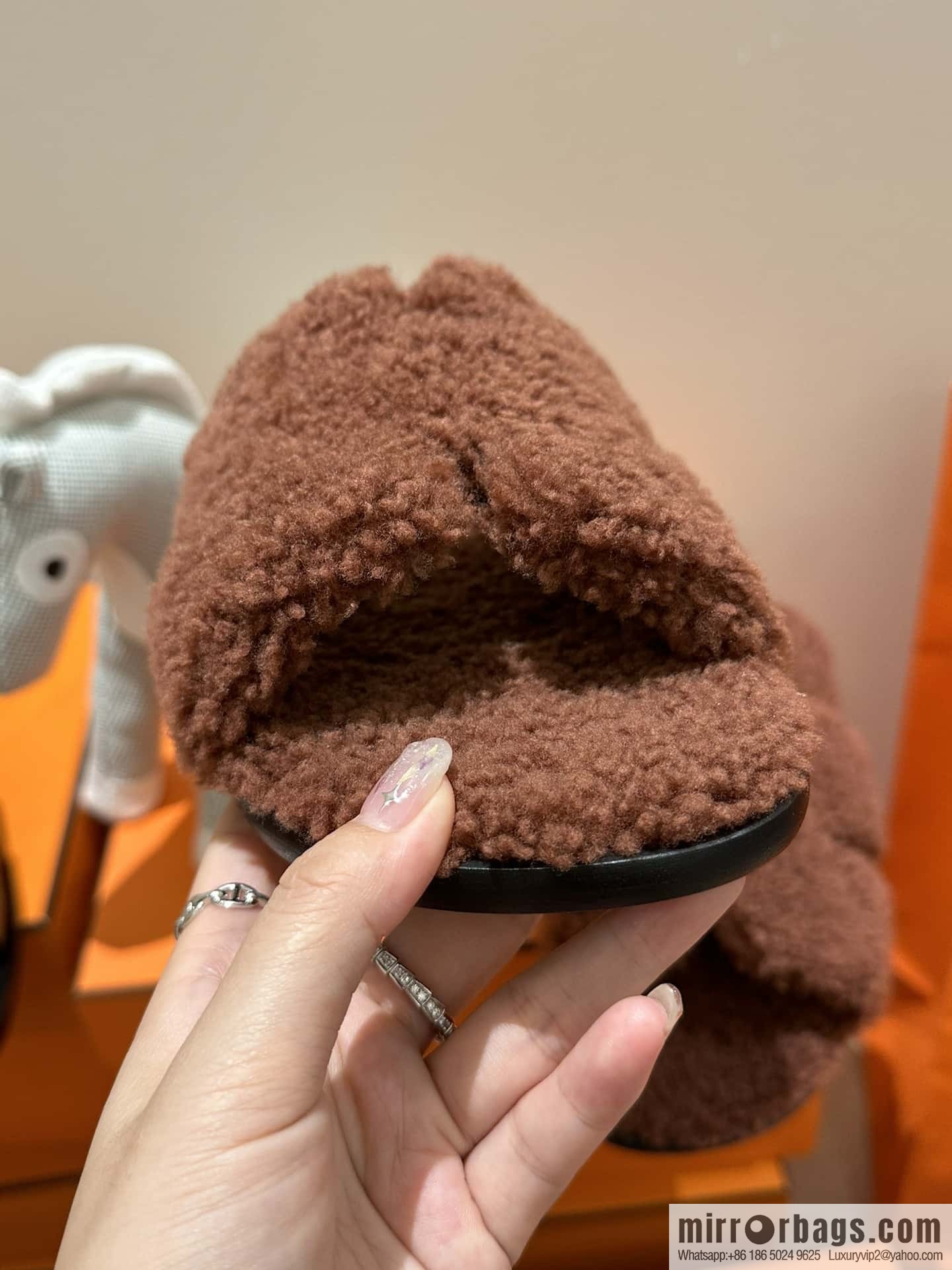 Hermès imported lamb wool lzmir series men's sandals
