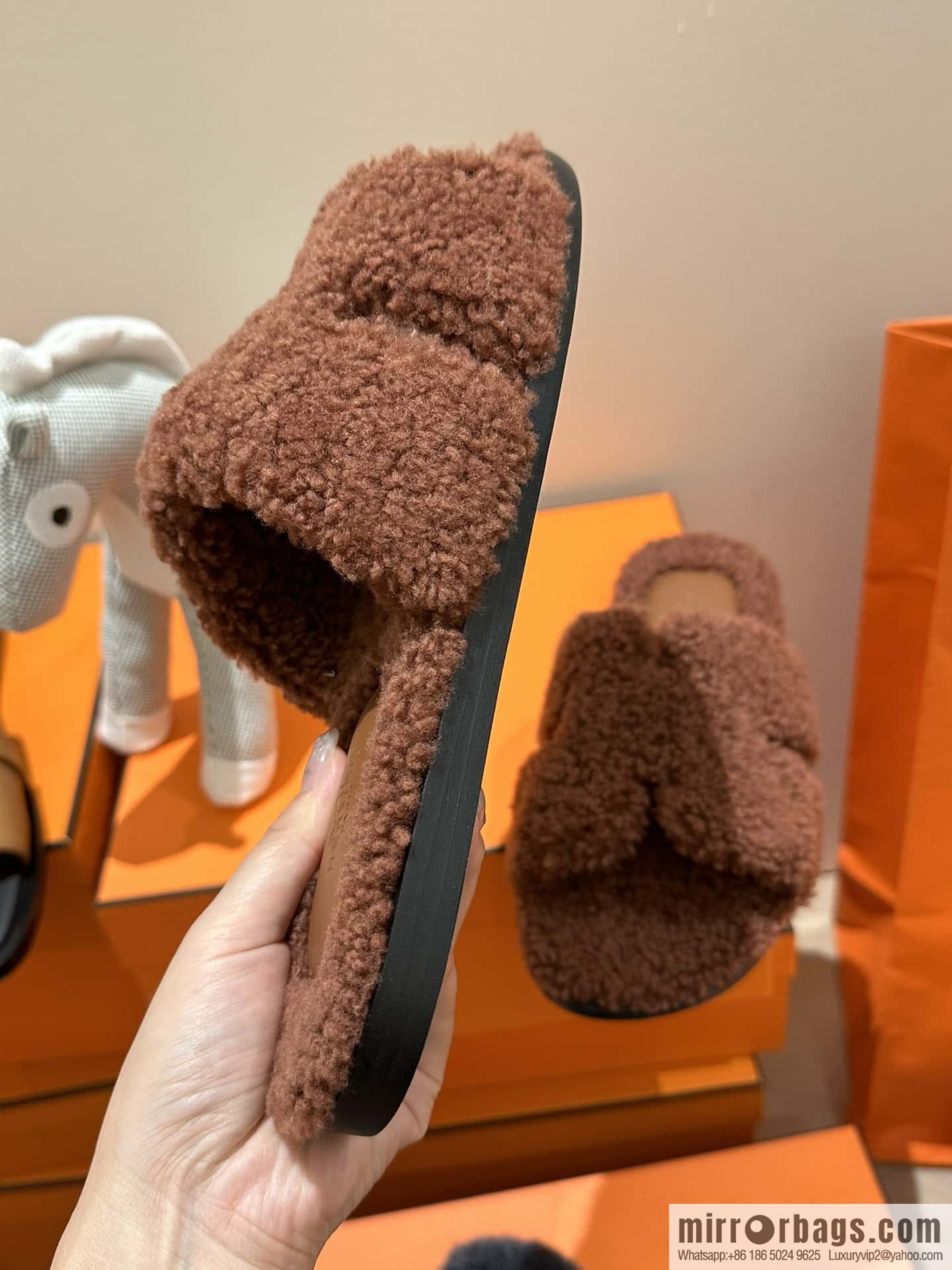 Hermès imported lamb wool lzmir series men's sandals