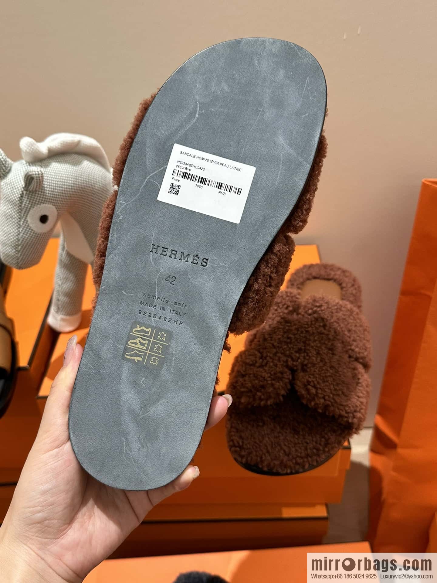 Hermès imported lamb wool lzmir series men's sandals