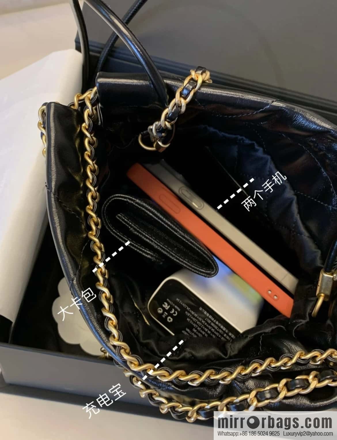 CHANEL 23s spring and summer new 22Mini bag original leather AS3980 black/gold buckle