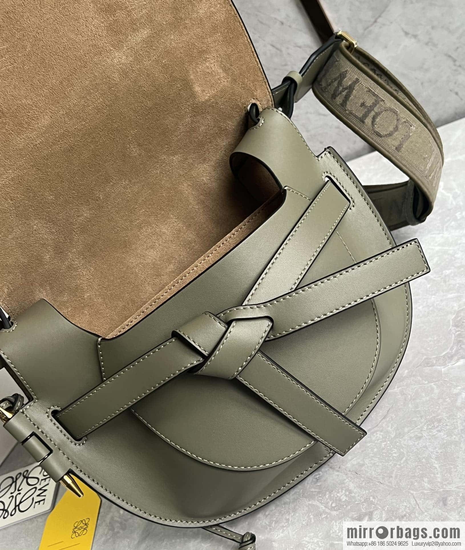 LOEWE upgraded version letter wide shoulder strap saddle bag GateDual handbag 0671 green spell