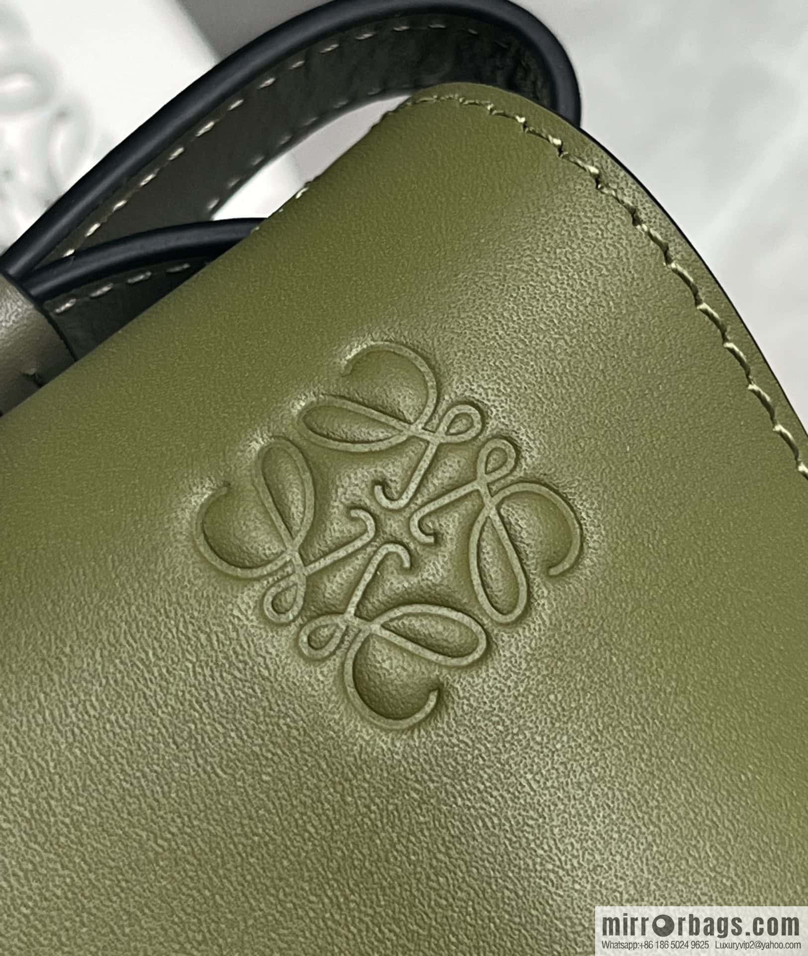 LOEWE upgraded version letter wide shoulder strap saddle bag GateDual handbag 0671 green spell