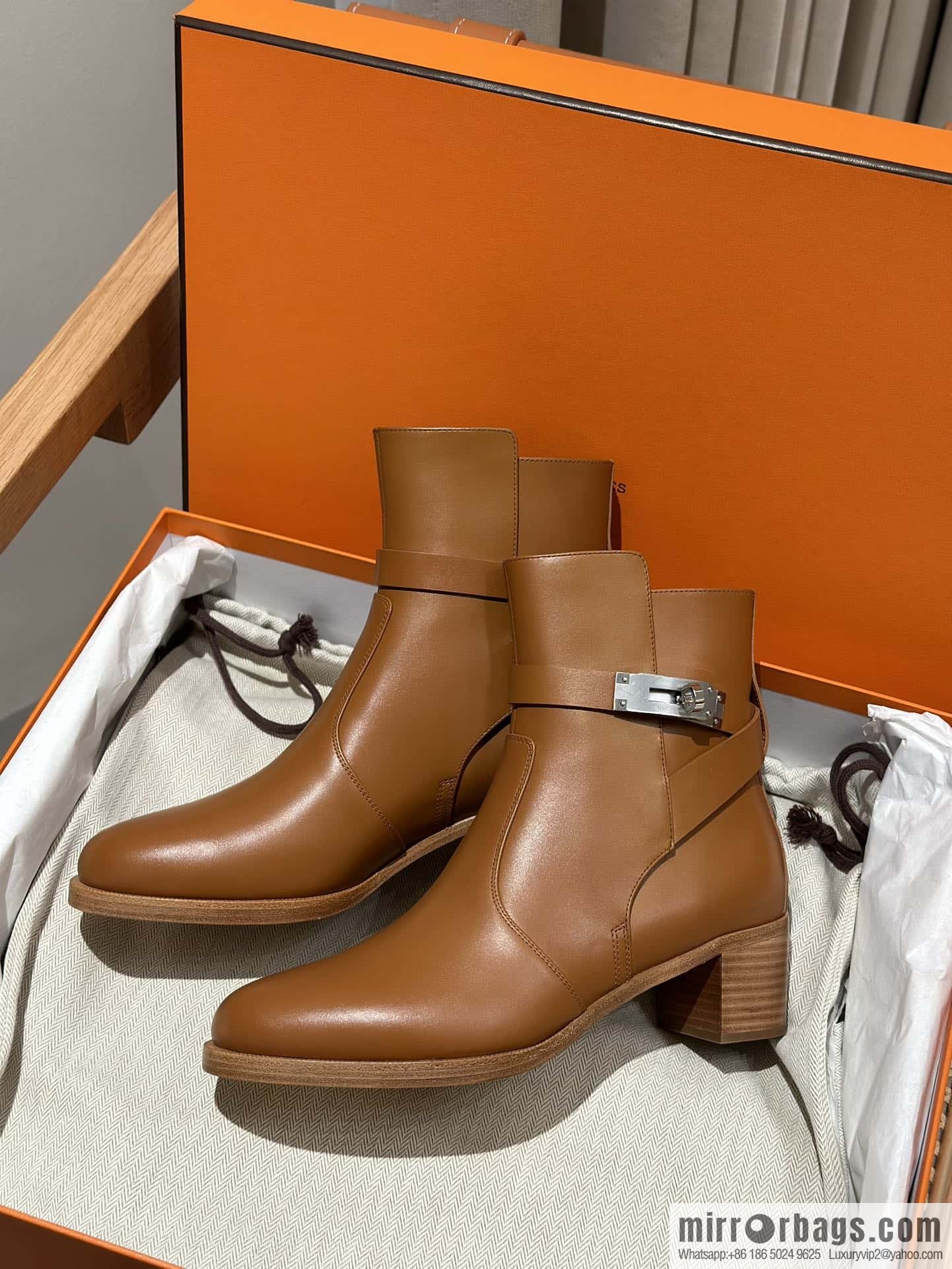 Hermès new autumn and winter kelly buckle high-heeled boots