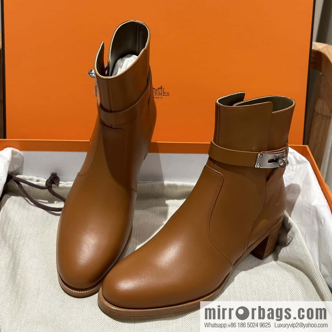 Hermès new autumn and winter kelly buckle high-heeled boots