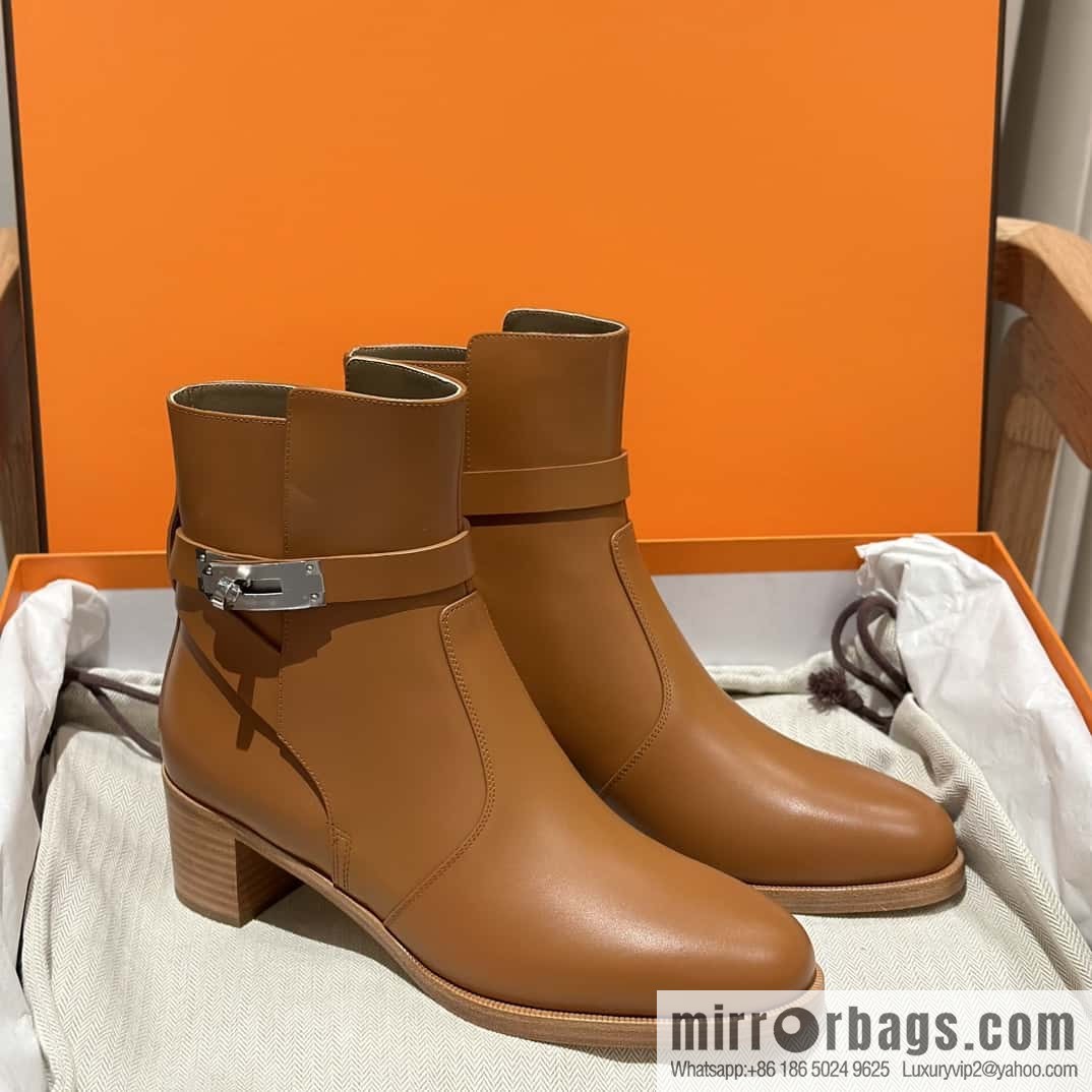 Hermès new autumn and winter kelly buckle high-heeled boots