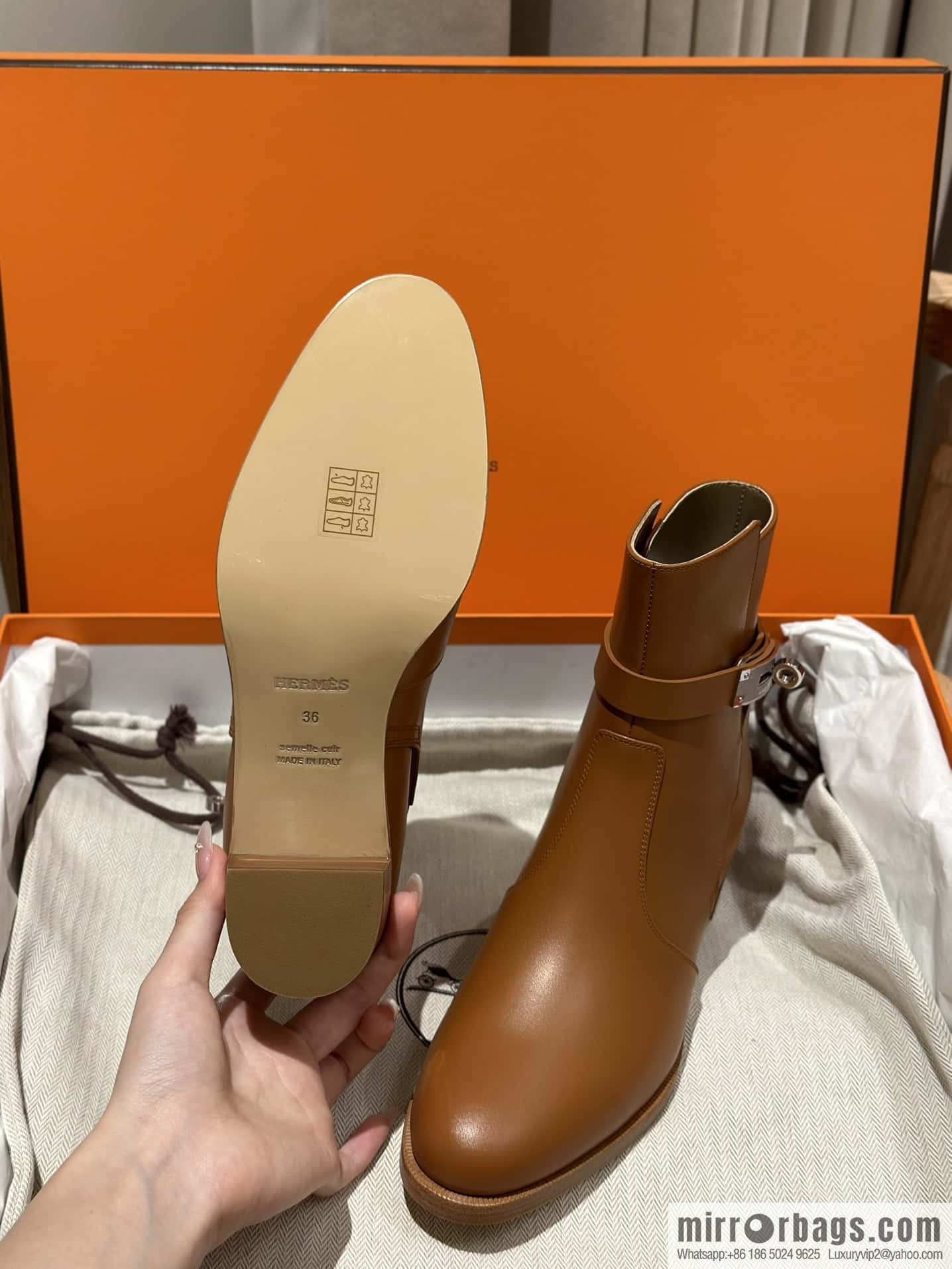 Hermès new autumn and winter kelly buckle high-heeled boots
