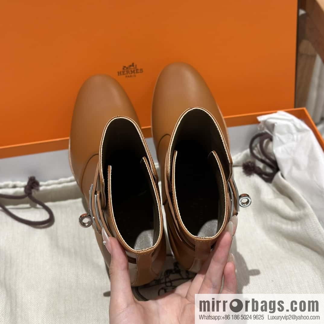 Hermès new autumn and winter kelly buckle high-heeled boots