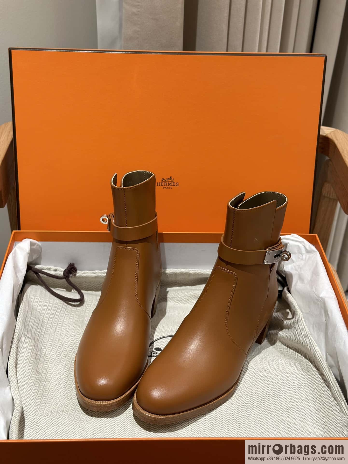 Hermès new autumn and winter kelly buckle high-heeled boots
