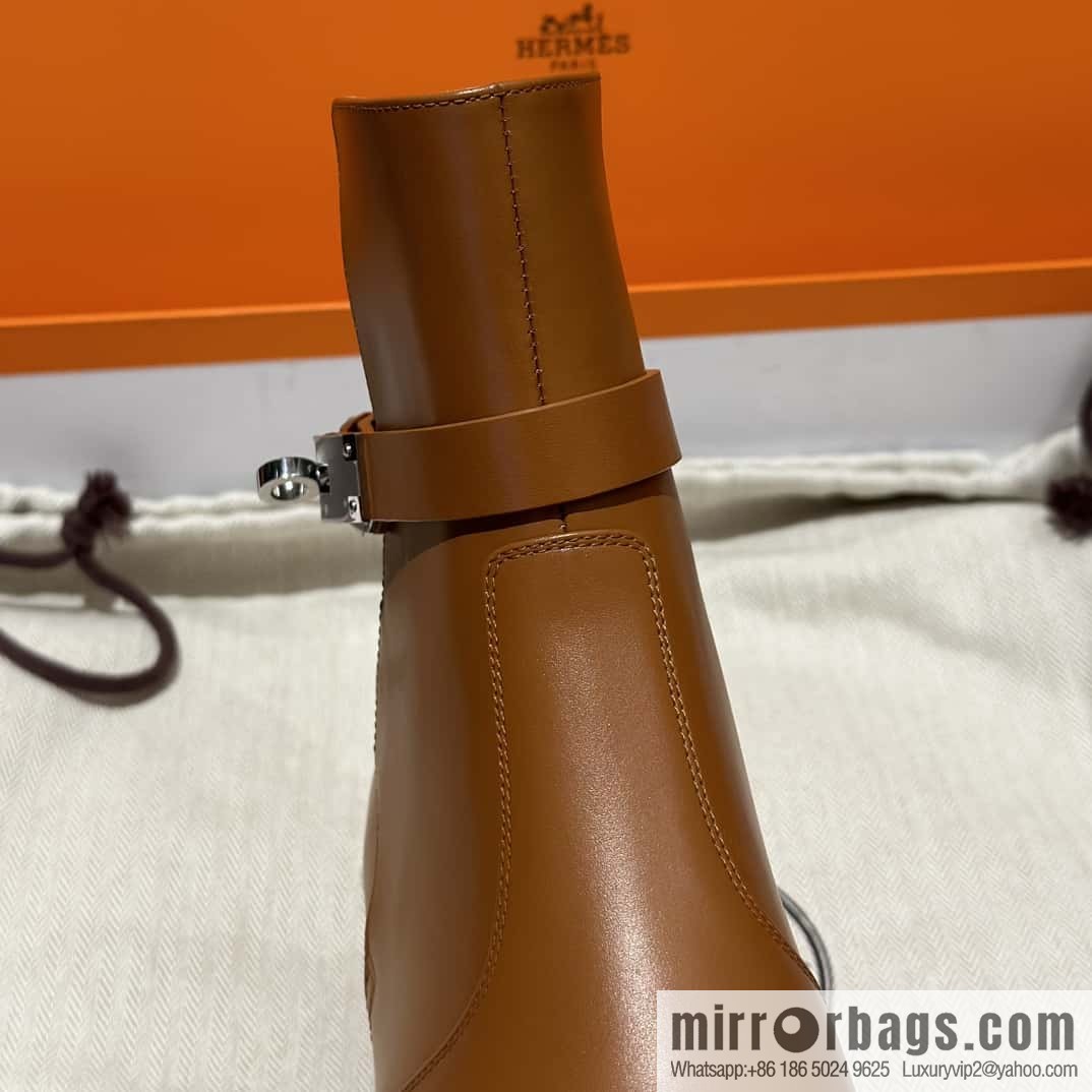 Hermès new autumn and winter kelly buckle high-heeled boots
