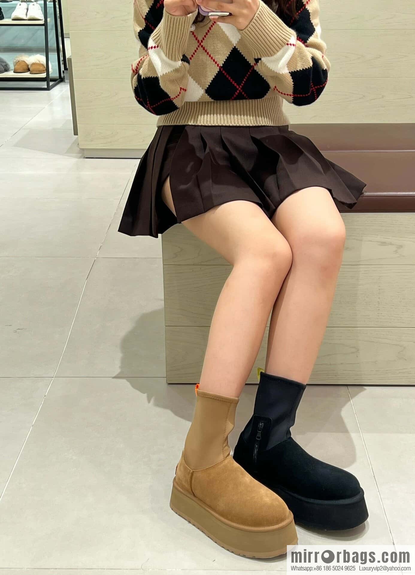 UGG Autumn and winter thick-soled fluffy pencil deep boots