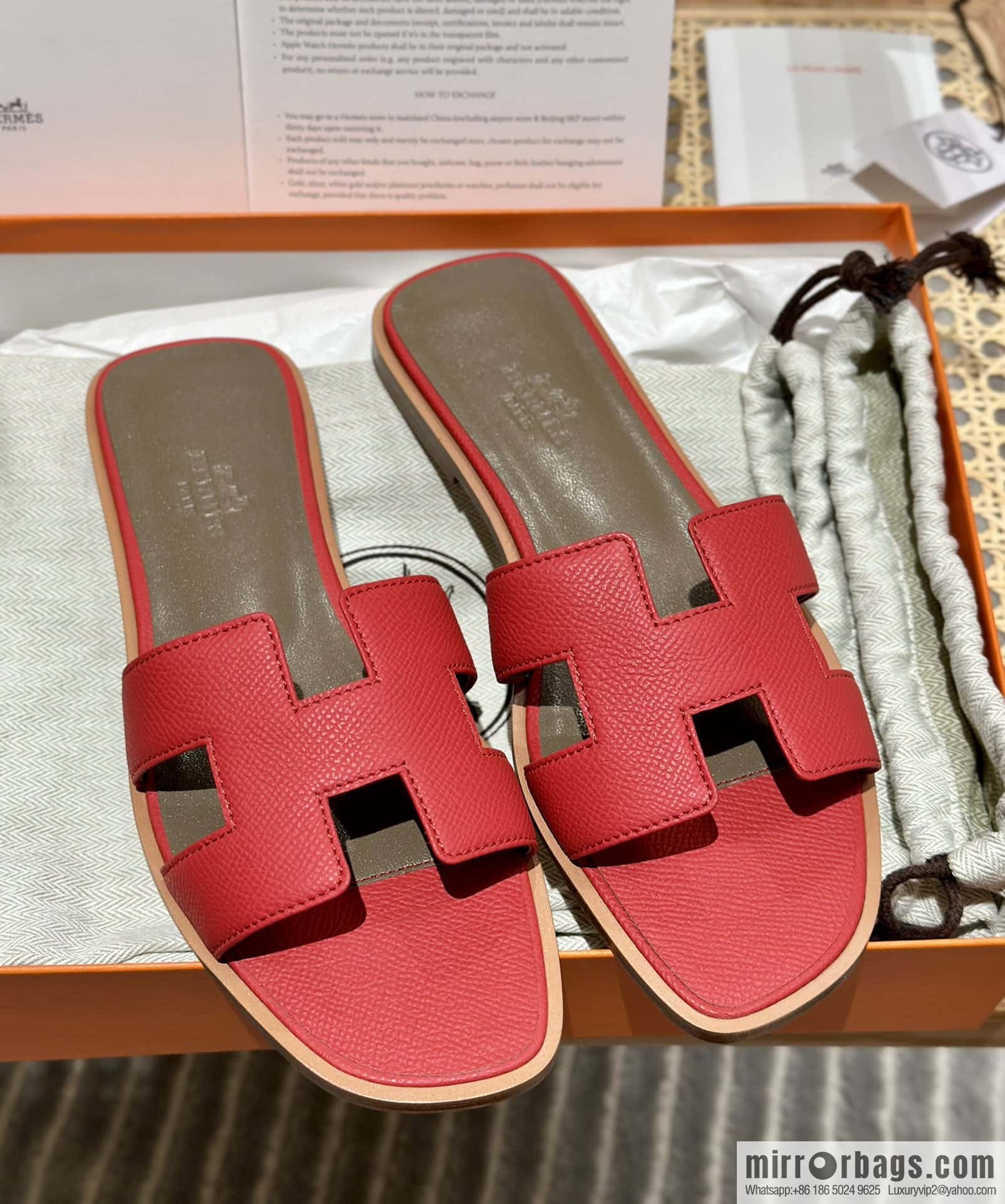 Hermès leather outsole H slippers