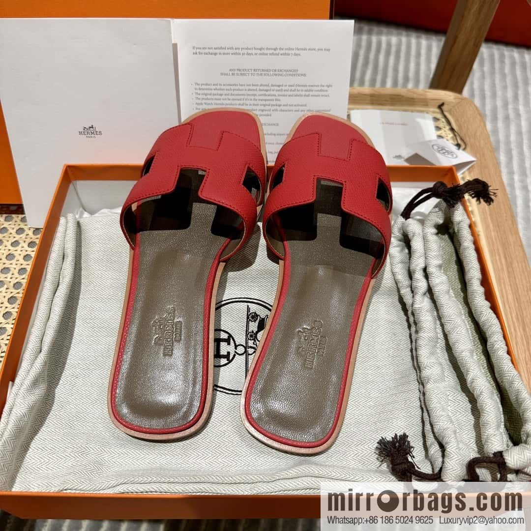 Hermès leather outsole H slippers