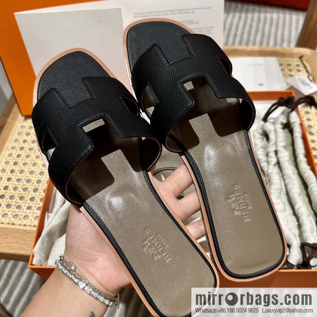 Hermès leather outsole H slippers