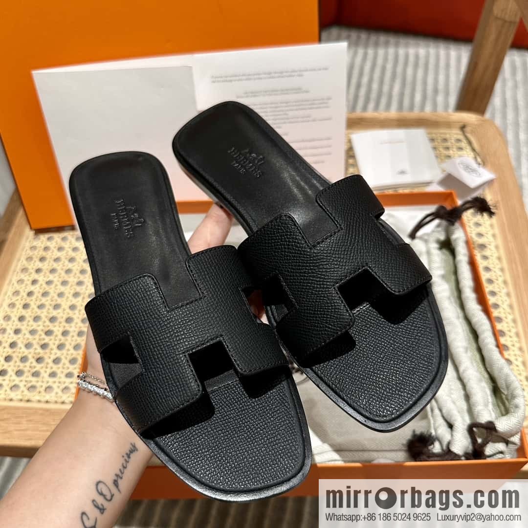 Hermès leather outsole H slippers