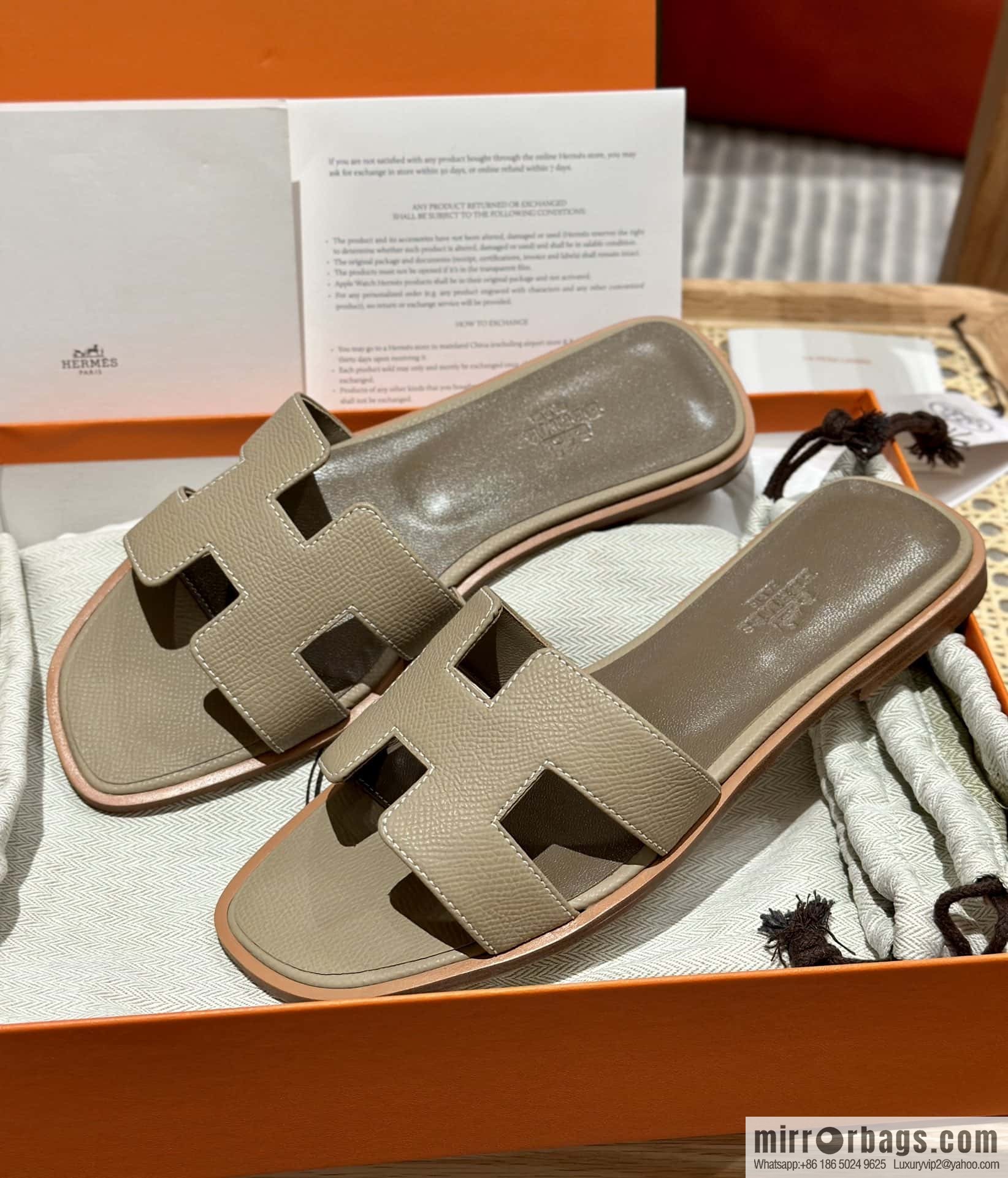 Hermès leather outsole H slippers
