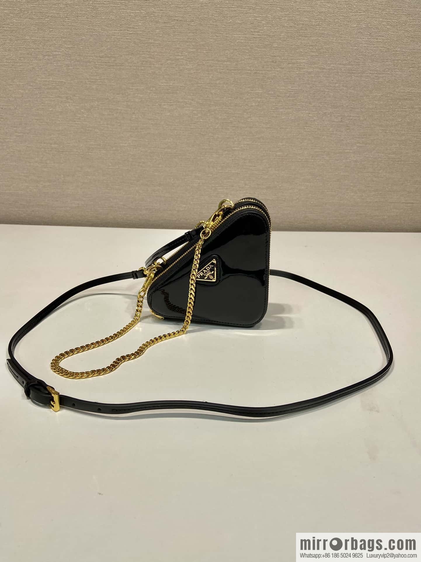 PRADA Gemini patent leather triangle bag ๐ 1NR015 New ๐ patent leather