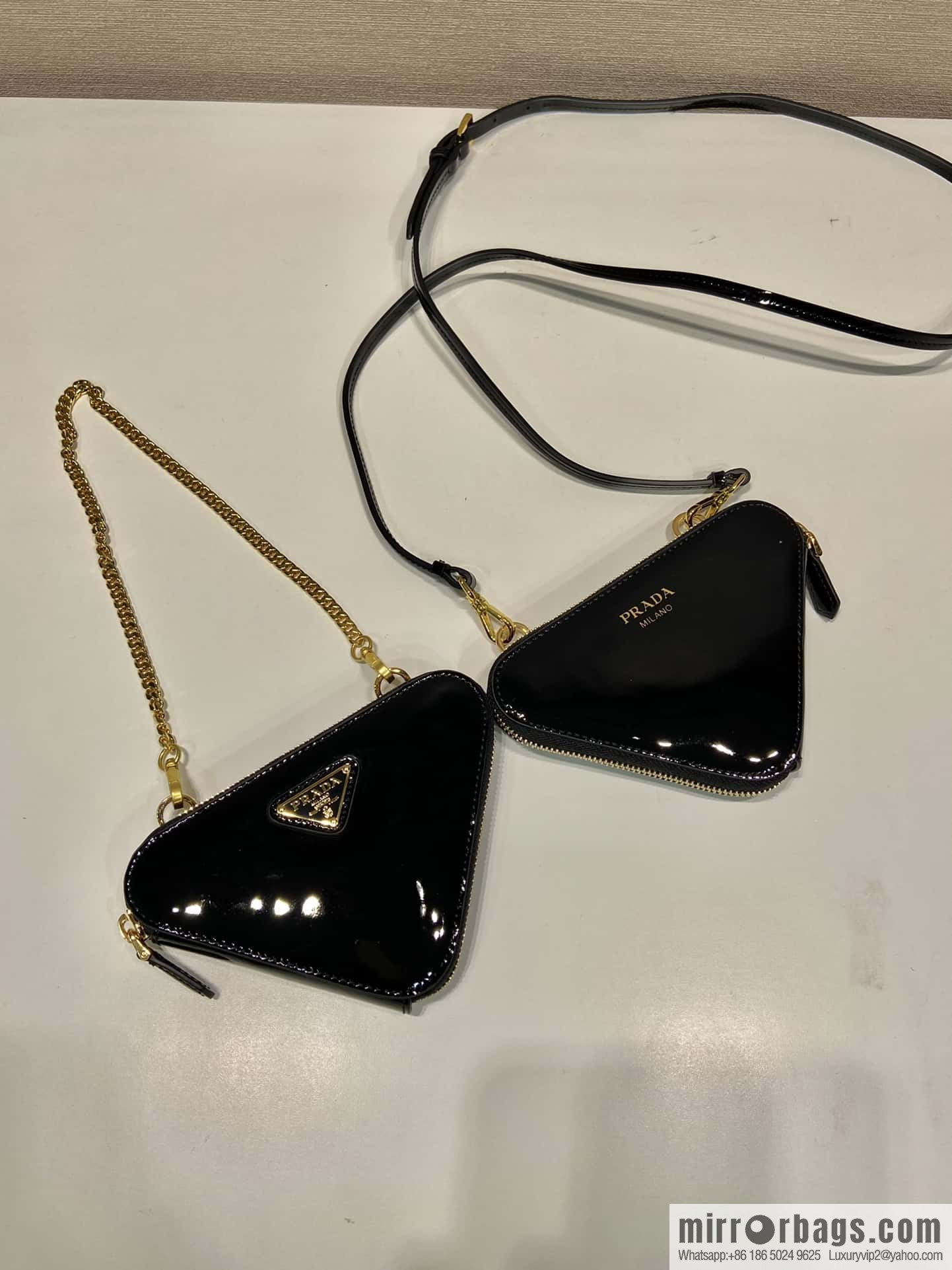 PRADA Gemini patent leather triangle bag ๐ 1NR015 New ๐ patent leather