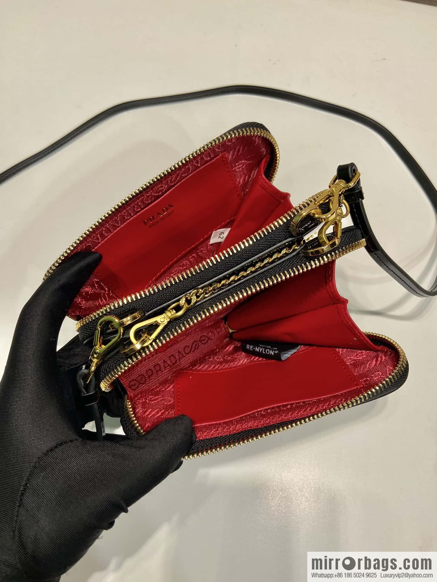 PRADA Gemini patent leather triangle bag ๐ 1NR015 New ๐ patent leather