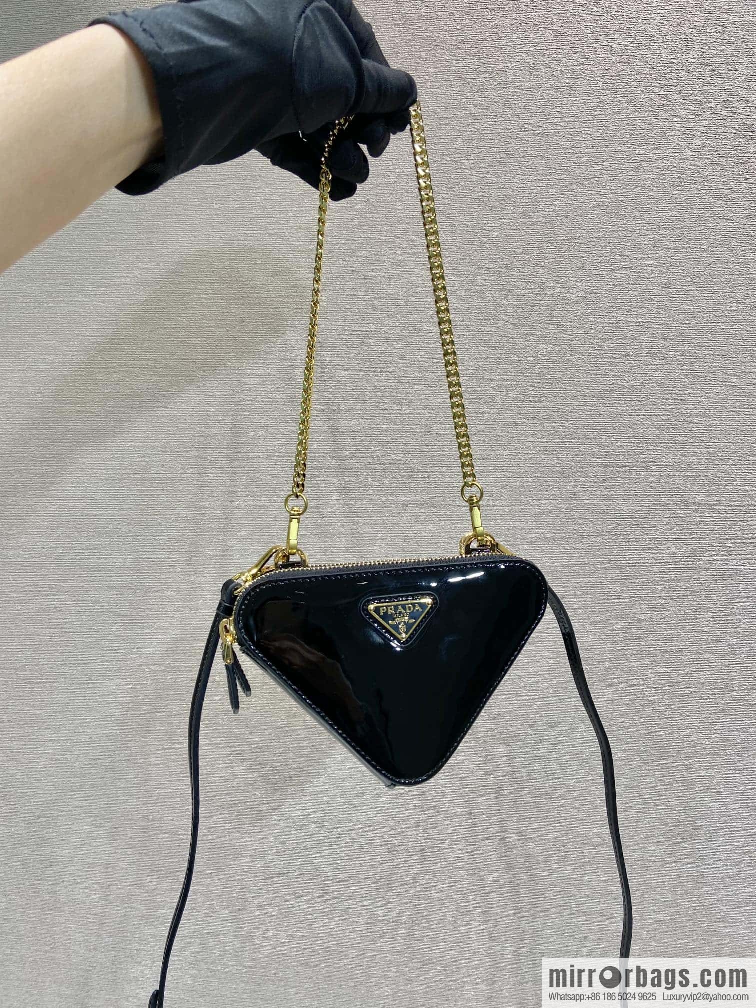 PRADA Gemini patent leather triangle bag ๐ 1NR015 New ๐ patent leather