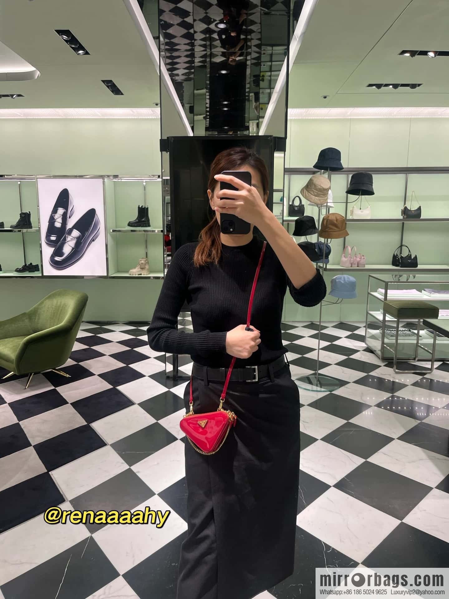 PRADA Gemini patent leather triangle bag ๐ 1NR015 New ๐ patent leather