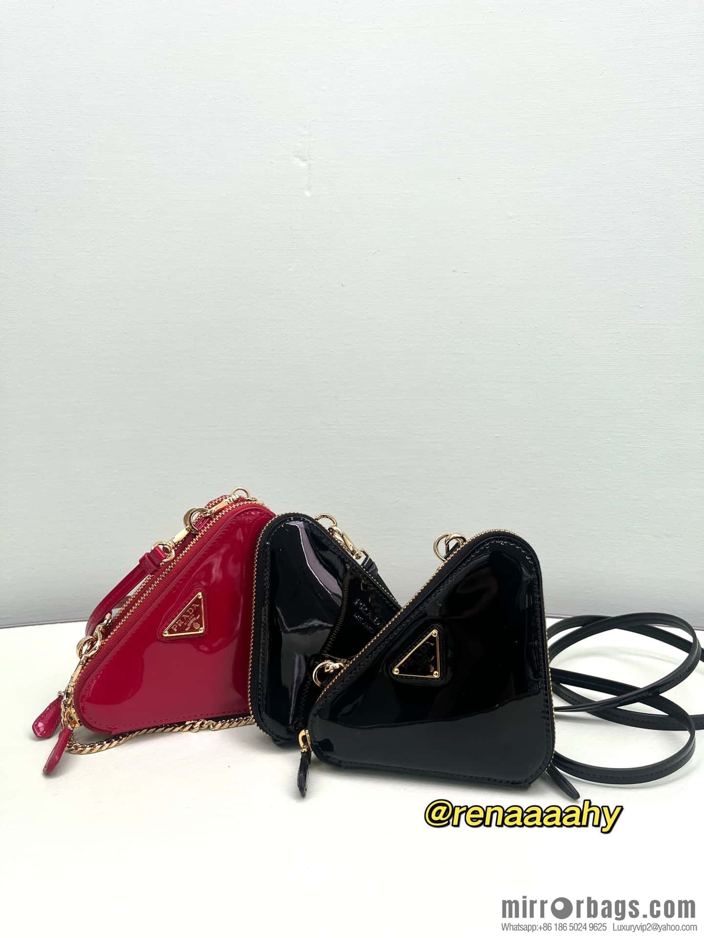 PRADA Gemini patent leather triangle bag ๐ 1NR015 New ๐ patent leather