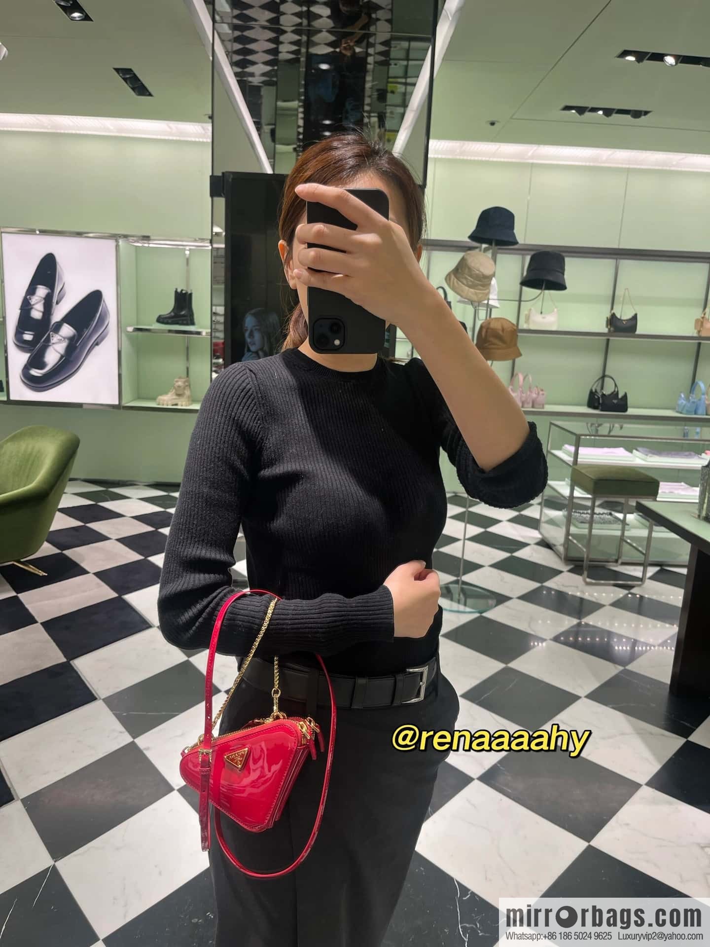 PRADA Gemini patent leather triangle bag ๐ 1NR015 New ๐ patent leather